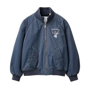 Zara Girls Disney Stitch & Angel Distressed Bomber Jacket, Size 11/12 Years